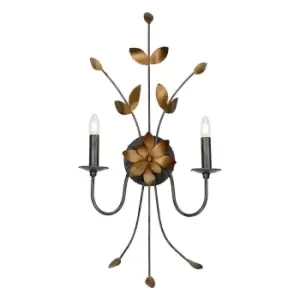 Image of Twin Wall Light Sconce Gun Metal and Gold LED E14 60W Bulb