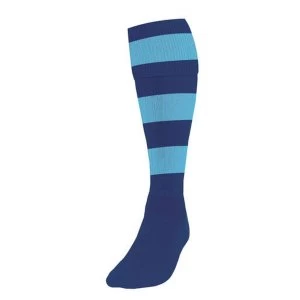 Image of Precision Hooped Football Socks Large Boys Navy/Sky