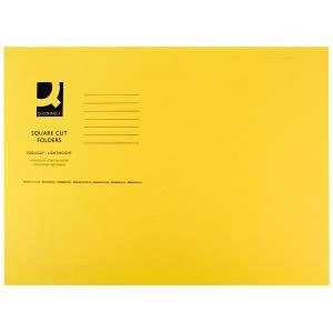 Image of Q-Connect Square Cut Folder Lightweight 180gsm Foolscap Yellow Pack of