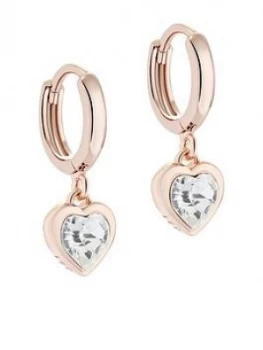 image of Ted Baker Hanniy: Crystal Heart Earrings - Rose Gold, Women