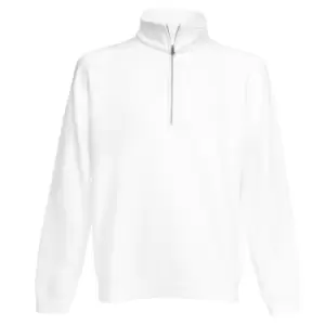 Image of Fruit Of The Loom Mens Zip Neck Sweatshirt Top (S) (White)