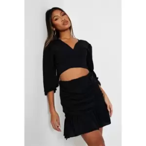 Image of I Saw It First Ruched Frill Mini Skirt Co-Ord - Black