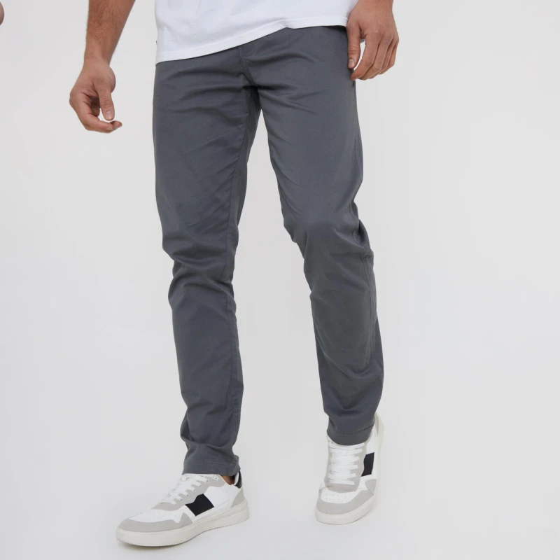 Image of Threadbare 'Laurito' Cotton Regular Fit Chino Trousers with Stretch Grey