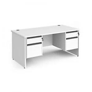 image of Dams International Straight Desk with White MFC Top and Graphite Frame Panel Legs and 2 x 2 Lockable Drawer Pedestals Contract 25 1600 x 800 x 725mm