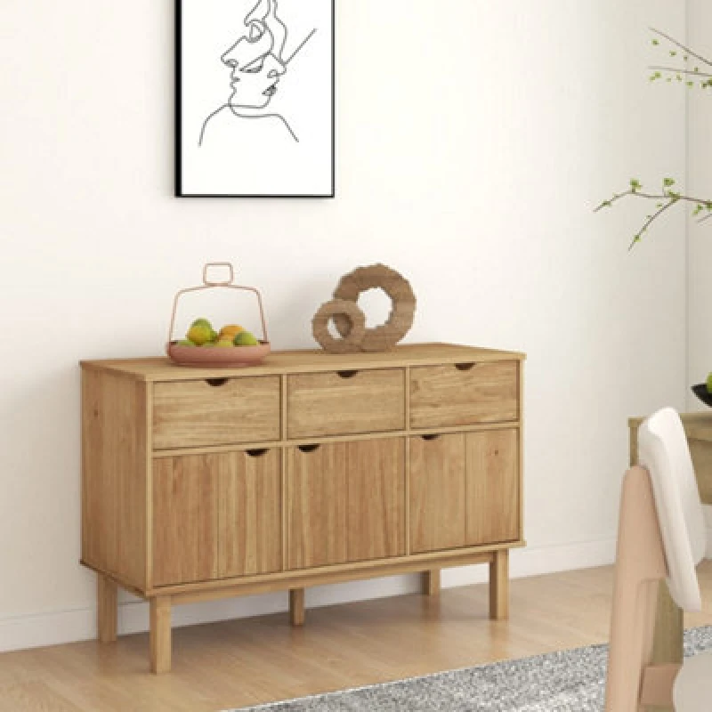 Image of Vidaxl Sideboard Otta 114X43X73.5cm Solid Wood Pine, Brown 351297