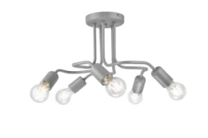 Image of Charlie Multi Arm Semi Flush Ceiling Light Silver, 5x E27