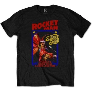 Image of Elton John - Rocketman Feather Suit Mens Large T-Shirt - Black