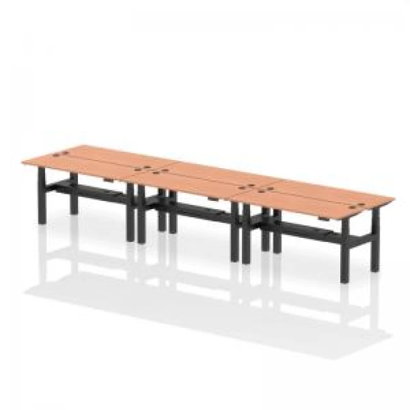 Image of Air Back-to-Back 1600 x 600mm Height Adjustable 6 Person Bench Desk DYNHA02250