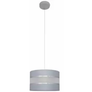 image of Helam Helen Cylindrical Pendant Ceiling Light Grey, Silver 25cm