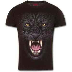 Image of TribalPanther Modern Cut Turnup Sleeve Mens Medium T-Shirt - Black