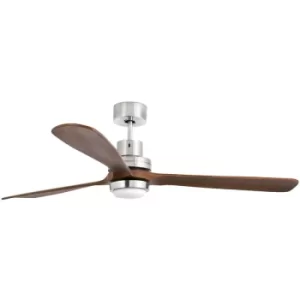 image of Faro Lantau-G LED Large Ceiling Fan Matt Nickel, Dark Walnut