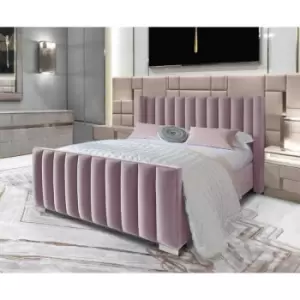 Image of Melina Upholstered Beds - Plush Velvet, Double Size Frame, Pink - Pink