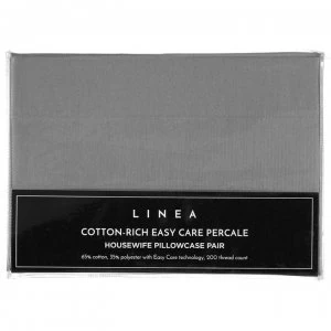 Image of Linea Linea Cotton Rich Easy Care Percale - Grey