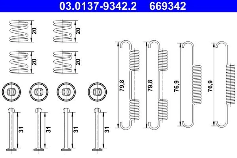 Image of Brake shoe fitting kit ATE 03.0137-9342.2