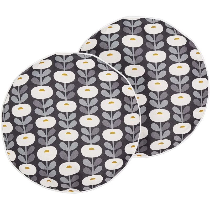 Image of Beliani Set Of 2 Outdoor Cushions Valsorda Geometric Pattern 40 X 40 Cm Grey