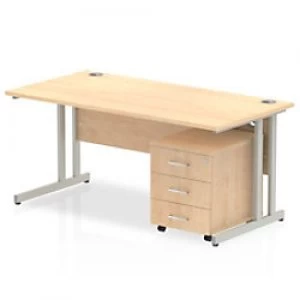 image of Impulse 1200 Straight Cantilever Workstation 500 Three drawer mobile Pedestal Bundle Maple