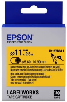 image of Epson Label Cartridge Heat Shrink Tube (HST) LK-6YBA11 Black/Yellow D1