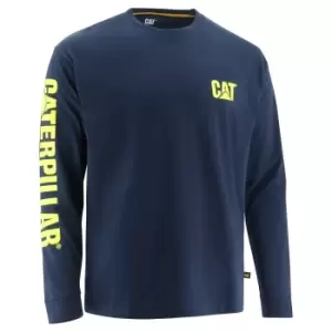 image of Caterpillar Mens Trademark Banner Long-Sleeved T-Shirt (M) (Blue/Yellow)