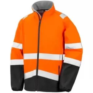 Image of Result Safeguard Mens Printable Safety Softshell Jacket (3XL) (Fluorescent Orange/Black) - Fluorescent Orange/Black