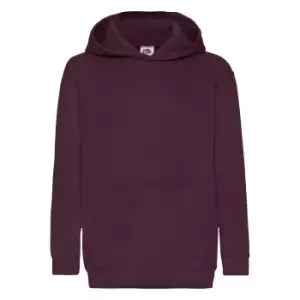 image of Fruit Of The Loom Childrens Unisex Hooded Sweatshirt / Hoodie (5-6) (Burgundy)