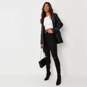 image of Missguided Tall Vice Knee Rip Skinny Jeans - Black