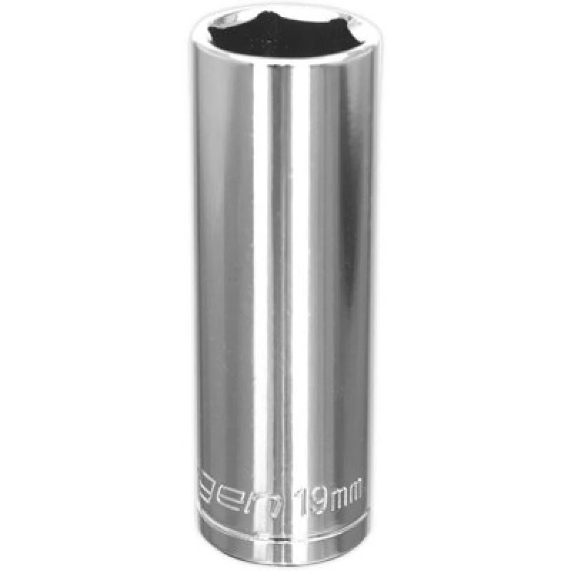 Image of Loops 19mm Chrome Plated Deep Drive Socket - 1/2" Square Drive High Grade Carbon Steel Metallics