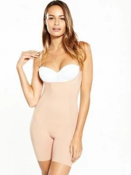 Image of Spanx Spanx Thinstincts Open Bust Mid Thigh Bodysuit Nude Size XS Women
