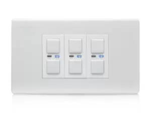 image of Lightwaverf White Flat Profile Triple Screwless Dimmer Switch