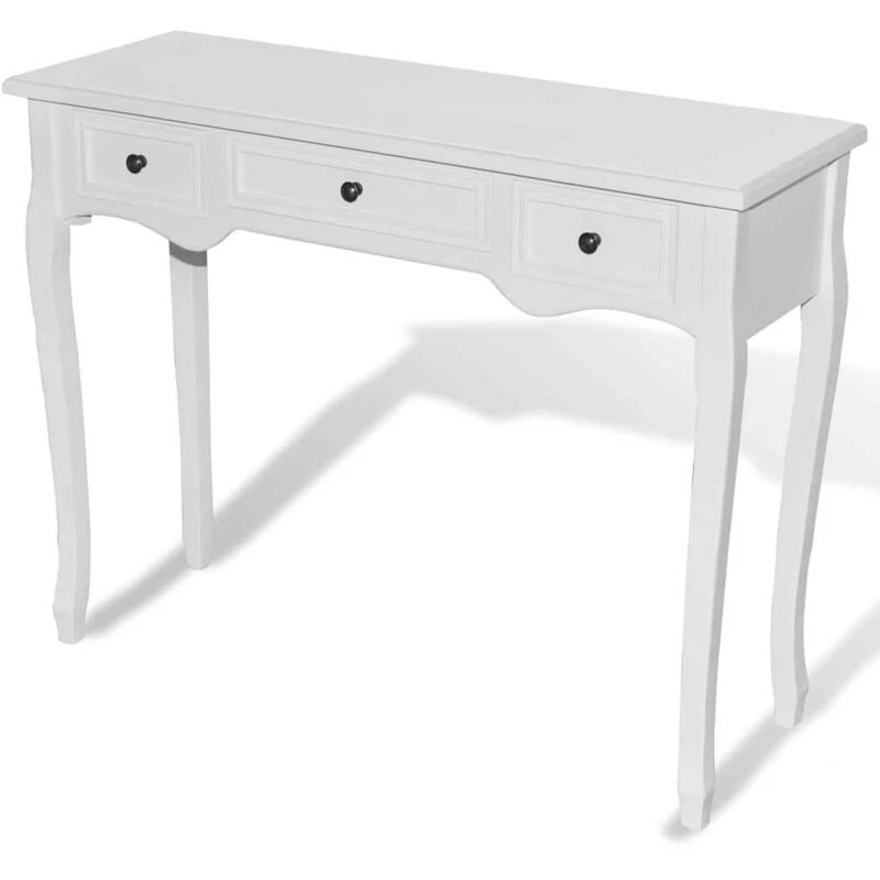 Image of vidaXL Dressing Console Table with 3 Drawers White Hall Makeup Vanity Desk