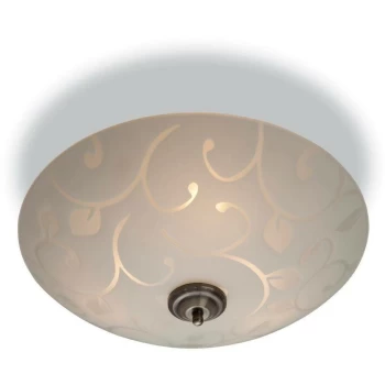 image of Sadie - 3 Light Semi Flush Ceiling Light Opal Glass, Decorative Pattern, E14 - Firstlight