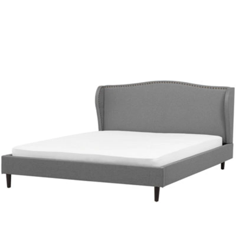 Image of Beliani Bed Fabric Colmar 160 X 200 Cm (Eu King Size) Grey