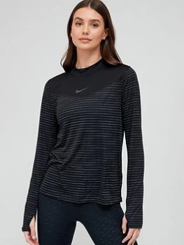 Image of Nike Running Dri-FIT Long Sleeve Top - Black, Size L, Women