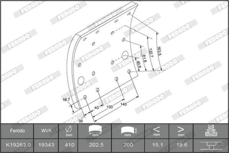 Image of Brake Lining Kit, drum brake FERODO K19263.0-F3653