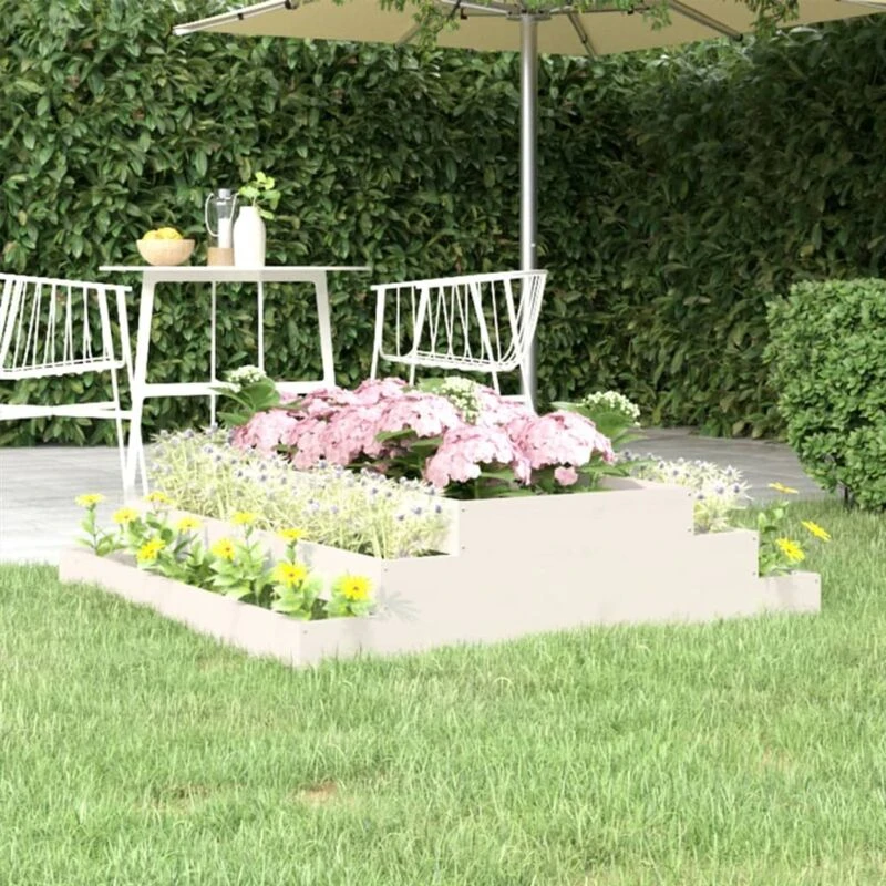 Image of vidaXL Planter White 110x110x27cm Solid Wood Pine, White 823900