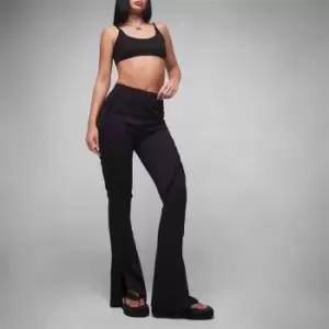 Missguided Co Ord Rib Seam Detail Flared Trousers - Black