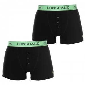 image of Lonsdale 2 Pack Boxers Mens - Black/Fl Green