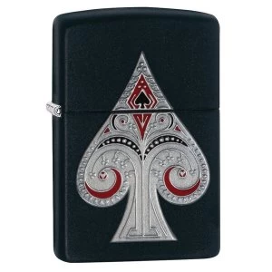 image of Zippo Unisex Spade Emblem Regular Windproof Lighter Black Matte