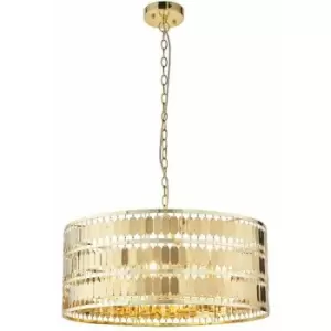 Image of Hanging Ceiling Pendant Light Hex Gold Plate Shade 5 Bulb Modern Dimming Feature