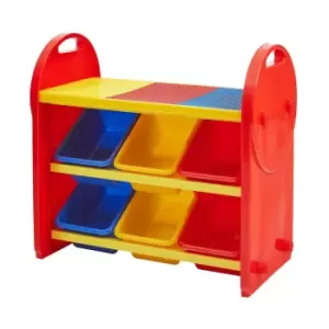 image of Liberty House Toys 6-Bin Storage Organiser with Construction Tabletop