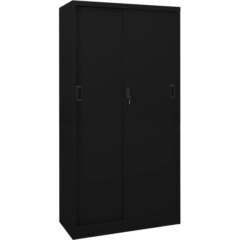 Image of VIDAXL Office Cabinet with Sliding Door Black 90x40x180cm Steel Vidaxl 8720286563915