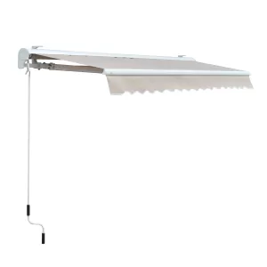 image of Outsunny 2.95Lx2.5M Retractable Manual/Electric Awning-Cream White/White