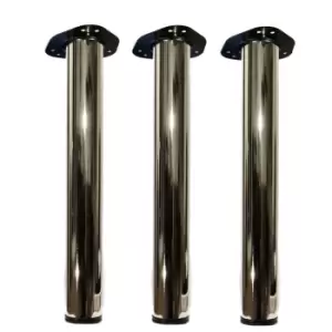 image of Moderix Table Leg Metal 60mm x 710mm Chrome, Pack of 3