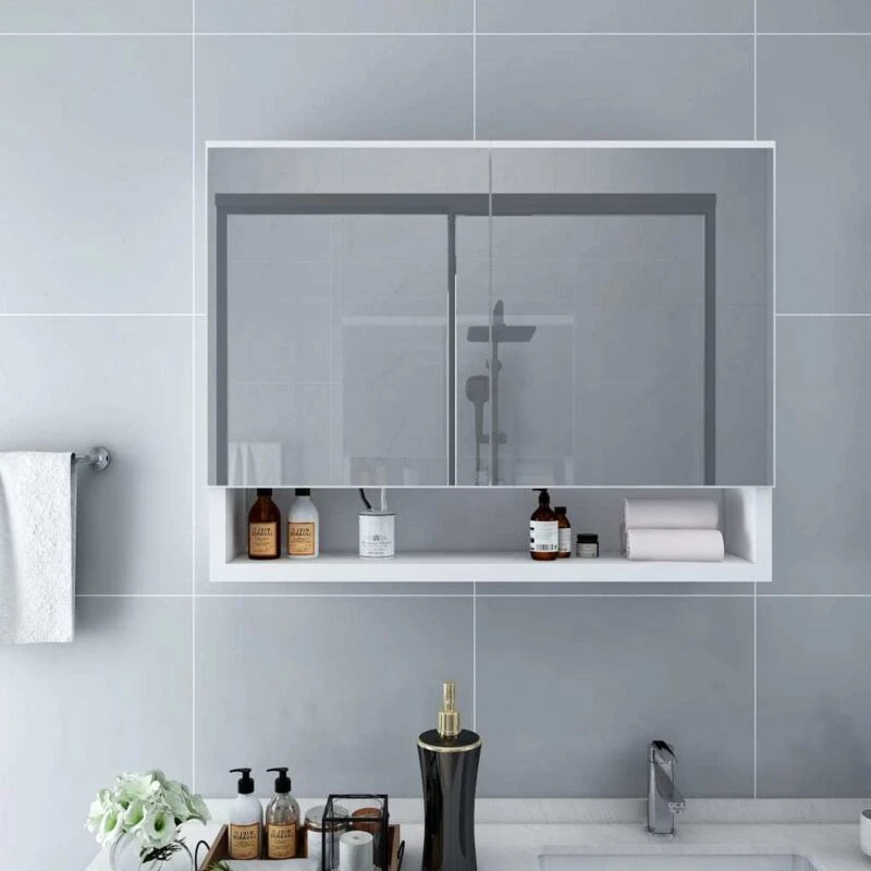 Image of VIDAXL LED Bathroom Mirror Cabinet White 80x15x60cm mdf Vidaxl 8720286109595