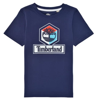 image of Timberland GRISS boys's Childrens T shirt in Blue - Sizes 6 years,8 years,10 years