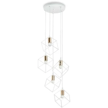 image of Ideal Lux Lighting - Ideal Lux ICE - Indoor 5 Lights Cage Cluster Drop Ceiling Pendant Lamp White, E27