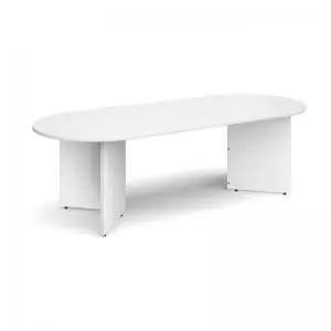 image of Arrow head leg radial end boardroom table 2400mm x 1000mm - white