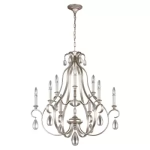 Image of 9 Bulb Chandelier Hanging Pendant LIght Sunrise Silver LED E14 60W Bulb
