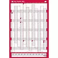 image of SASCO Unmounted Compact Year Planner 2023 Portrait Red English 40.5 x 61 cm