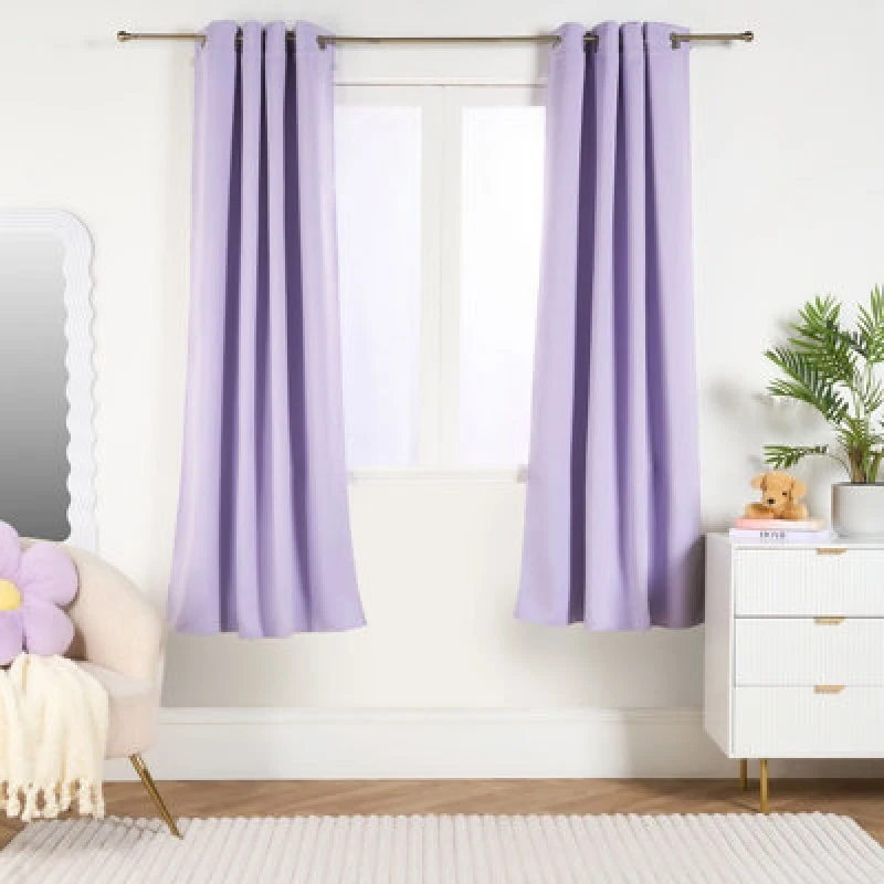 Image of OHS OHS Pair of Thermal Ready Made Eyelet Blackout Curtains in Lilac Size: 117cm width x 137cm drop Lilac 117cm width x 137cm drop Unisex 5027434217