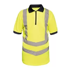 Image of Regatta Mens Hi Vis Pro Reflective Work Polo Shirt (L) (Yellow/Navy)